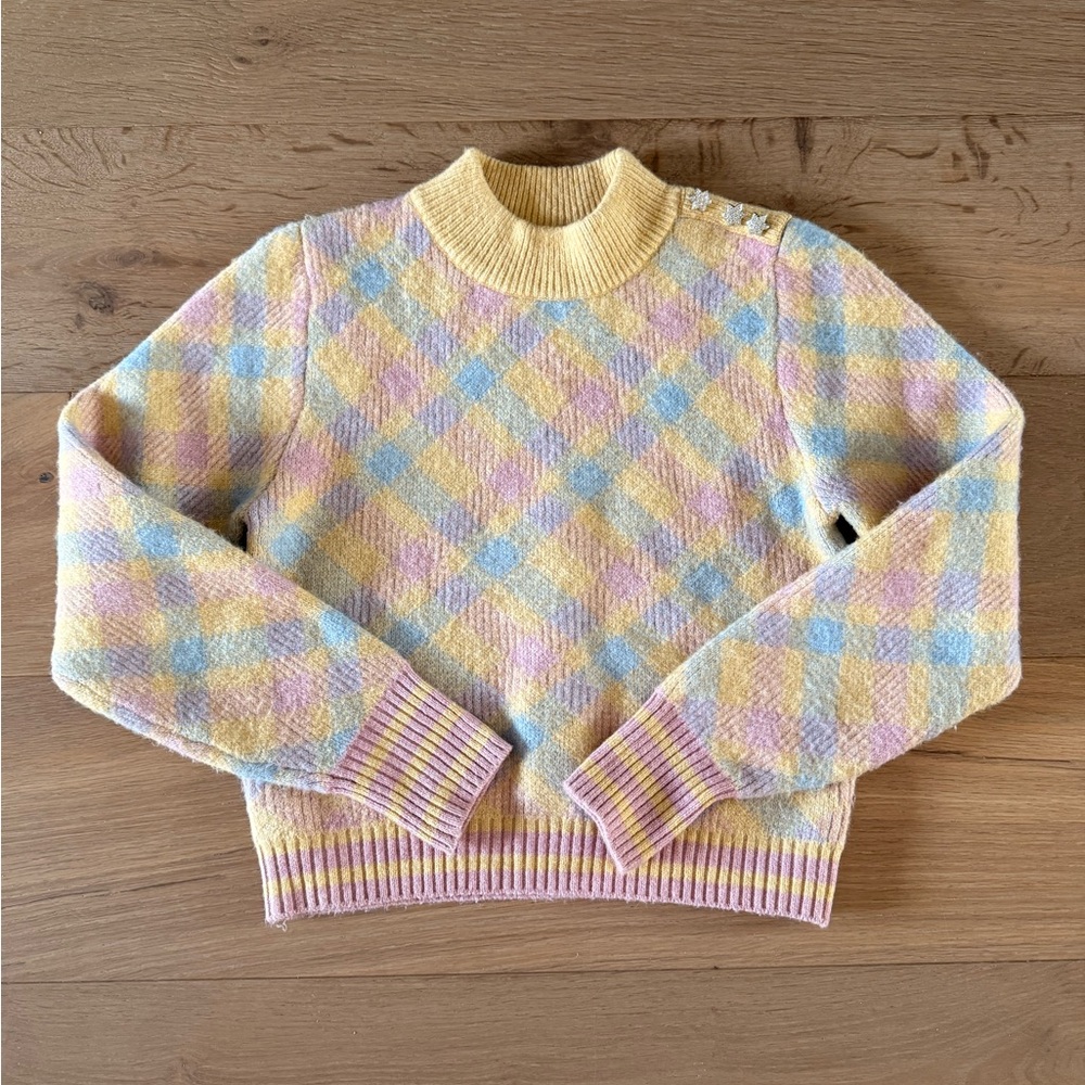 Zara Pastel Checkered Turtleneck Sweater. Size Small